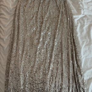 Old Navy Glittering Silver Maxi Skirt